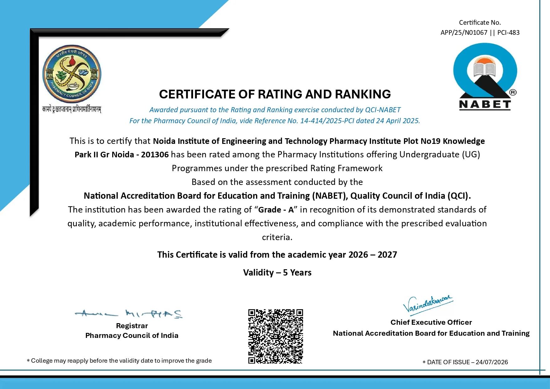 QCI-NABET Certificate